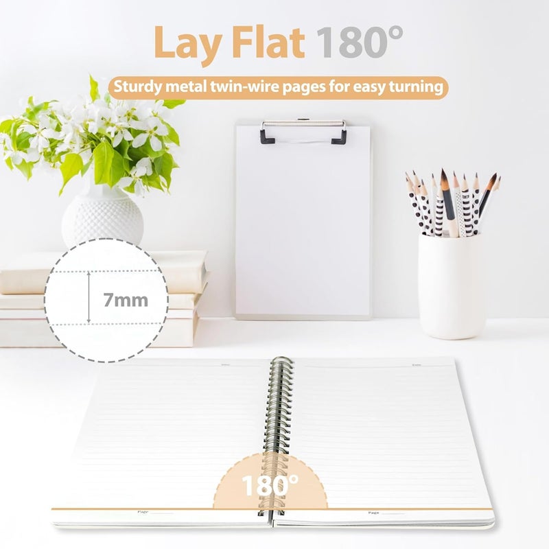 VALOME Journaling Notebooks, A5 Lined Spiral Notebook for Women & Men, 146 Pages College Ruled Hardcover Note Book for Work, Note Taking, Journaling, School, Writing (Beige) - Image 5